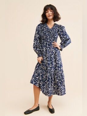 Moon River By Anthropologie Ruffle Shirred Mini Dress